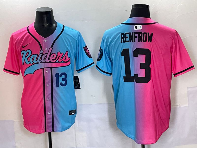Men 2025 Oakland Raiders #13 Renfrow Blue pink Nike Limited NFL Jersey 002